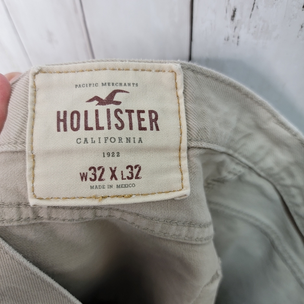 Hollister Size 32 X 32 Button Up Fly Tan Straight Leg Skinny Men’s Jeans Cotton. - Picture 9 of 11